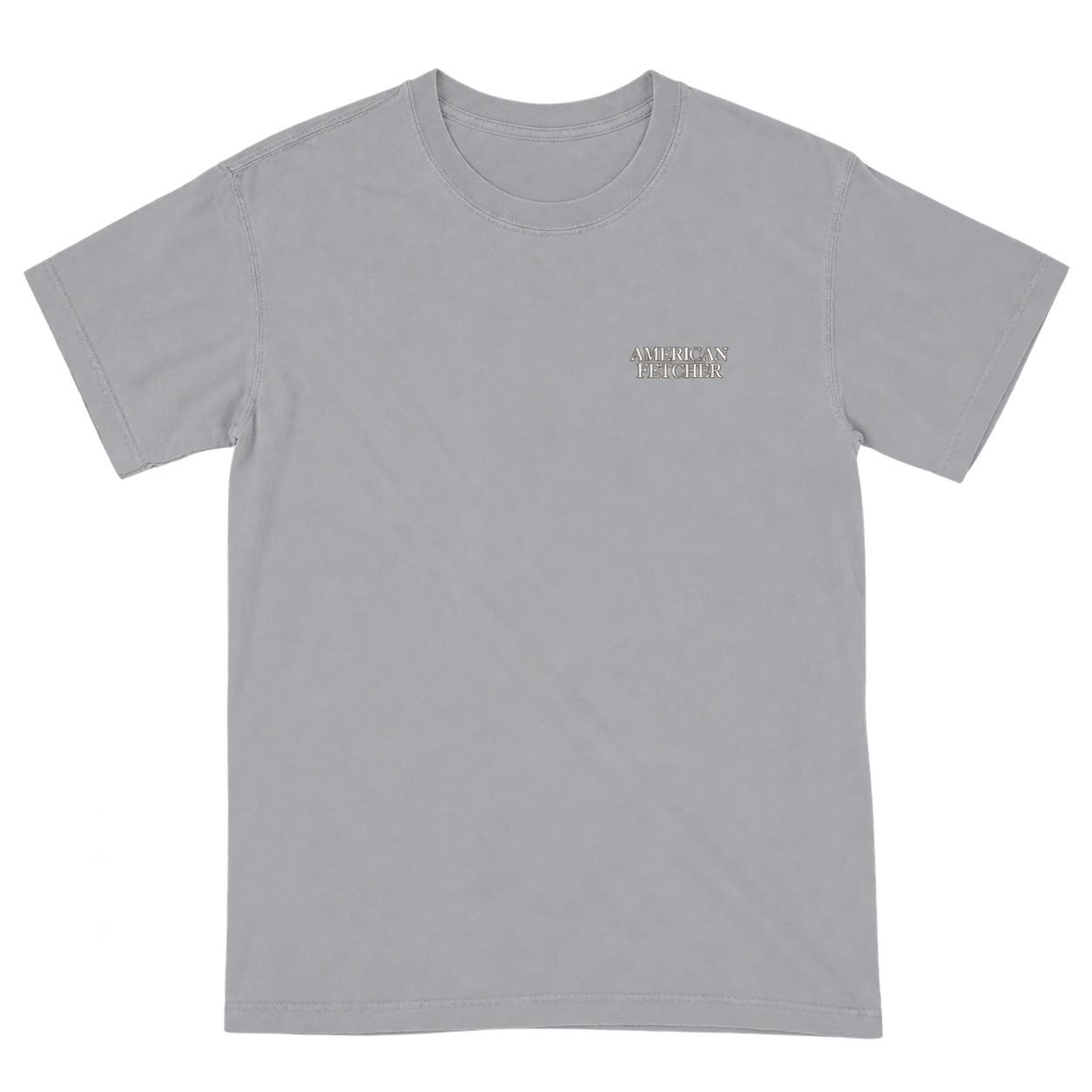 Graphite shirt that says American Fetcher on the front.