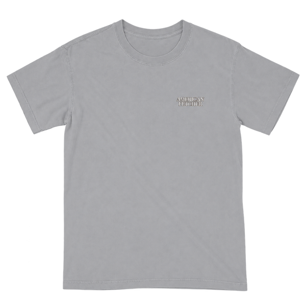 Graphite shirt that says American Fetcher on the front.