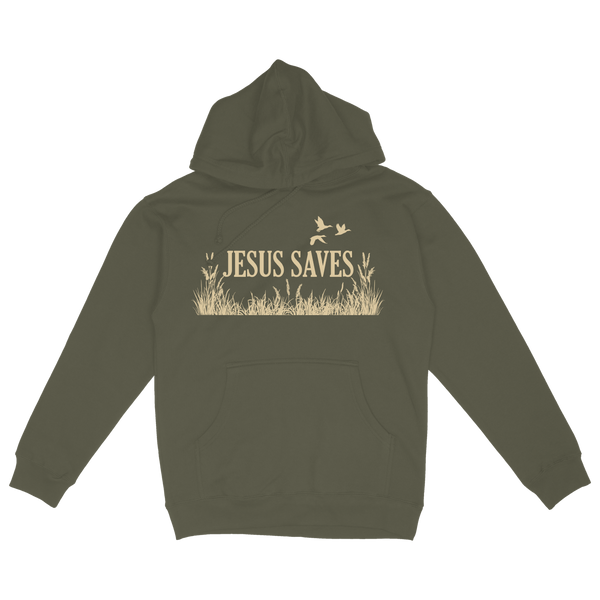 Jesus Saves - Dark Green Hoodie