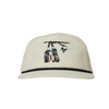 Birch color hat with 4 ducks as the design on the front. Signature AF logo and black rope. NO mesh.