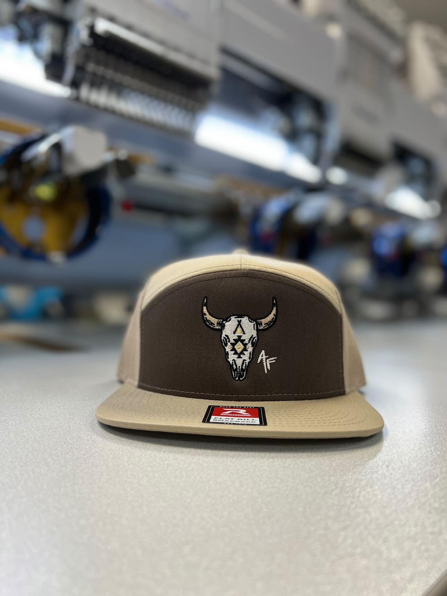 Cow Skull 7 Panel Khaki/Brown